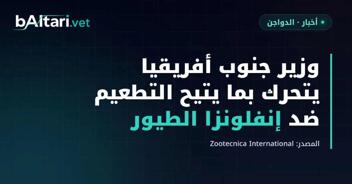 وزير الزراعة في جنوب أفريقيا يتحرك لتعديل اللوائح بما يتيح التطعيم ضد إنفلونزا الطيور عالية الإمراض في الدواجن