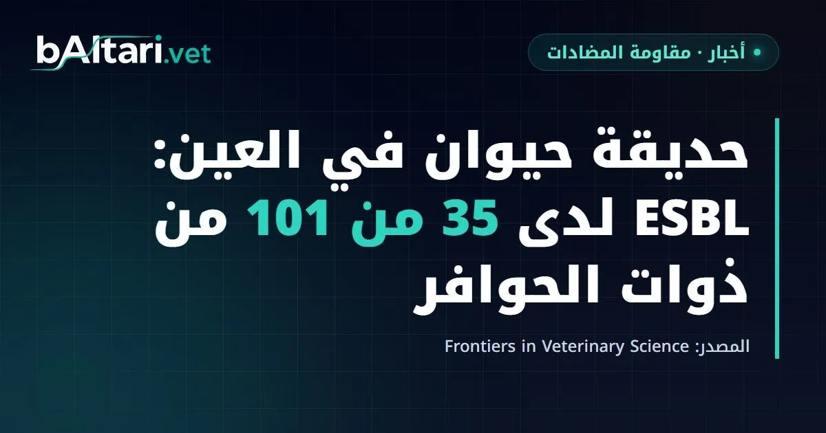 حديقة حيوان في العين: بكتيريا E. coli المنتجة لـ ESBL لدى 35 من 101 من ذوات الحوافر السليمة سريرياً